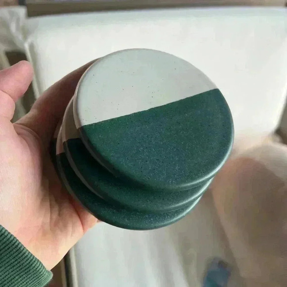 Crofton Stoneware Coasters set of 4 Aldi Ceramic Two-tone modern abstract - Picture 1 of 3